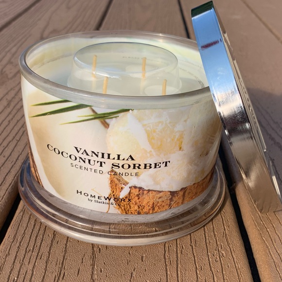 🆕HARRY SLATKIN HOMEWORX “VANILLA COCONUT SORBET” 18oz 4-WICK CANDLE NWTS! - Picture 5 of 5
